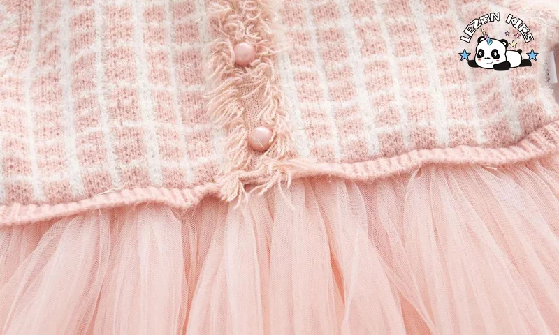 LEZONKIDS - Customizable High Quality Warm Multi-Tulle Girls' Dress ODM Short Sleeve Party Style Autumn Winter 2-14 Years